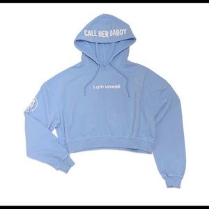 Call Her Daddy Unwell Crop Hoodie Blue size S